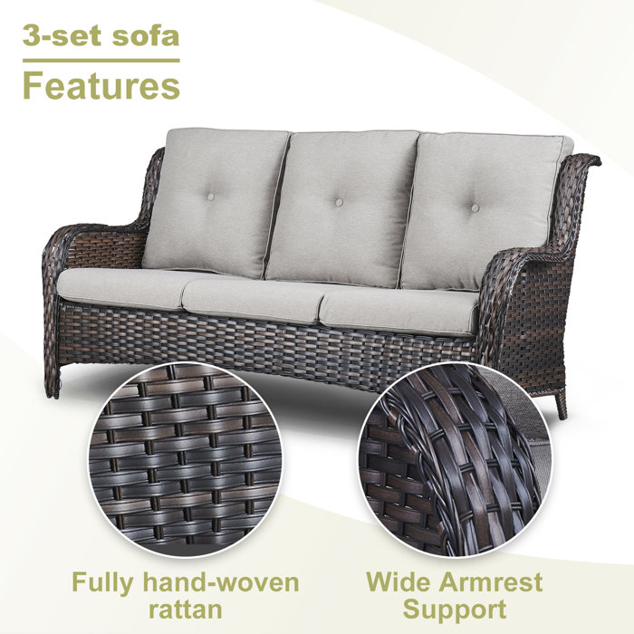 Red Barrel Studio® Polyethylene (PE) Wicker Rattan Outdoor Conversation